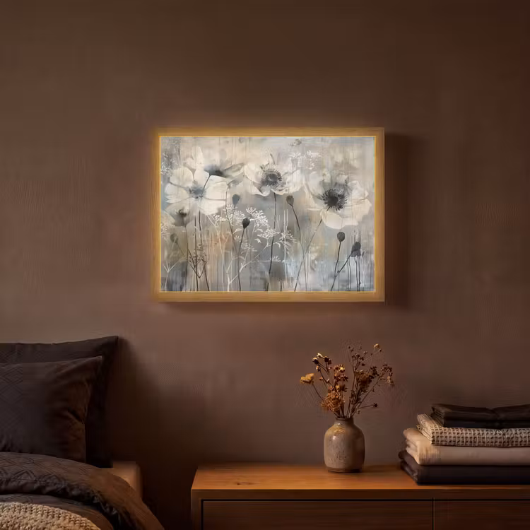 Lightbox - Wandlamp - Bloemen - Planten - Grijs - Abstract — 3