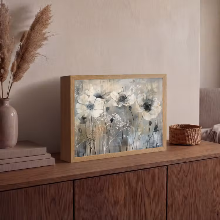 Lightbox - Wandlamp - Bloemen - Planten - Grijs - Abstract — 4