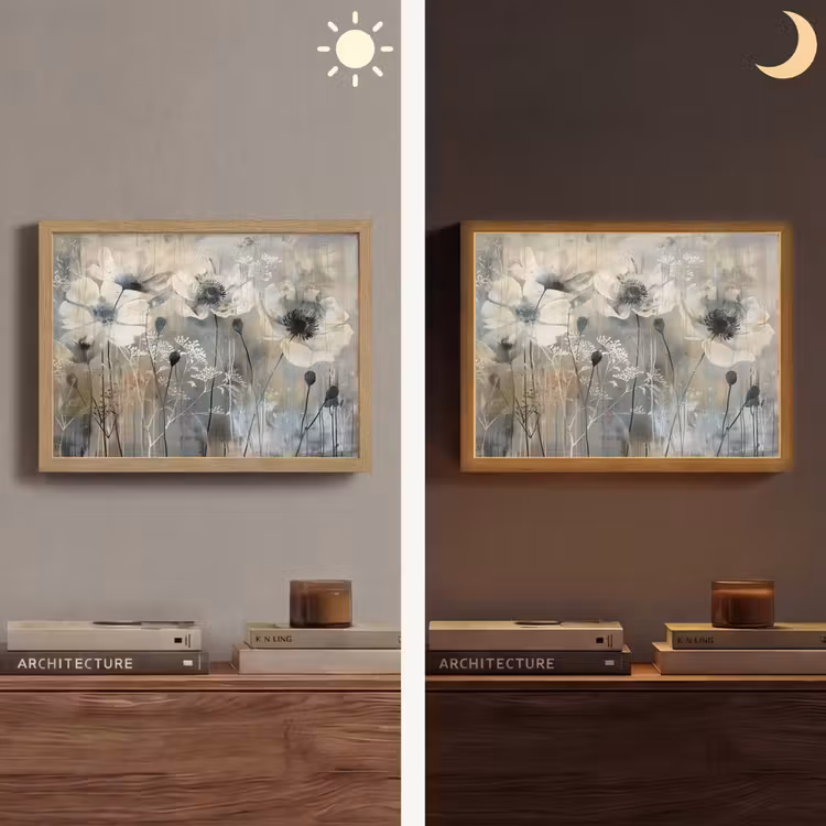 Lightbox - Wandlamp - Bloemen - Planten - Grijs - Abstract — 6