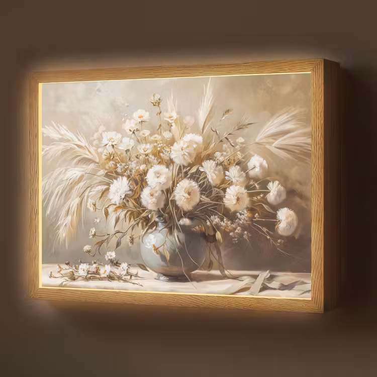 Lightbox - Wandlamp - Bloemen - Vaas - Stilleven - Beige — 1