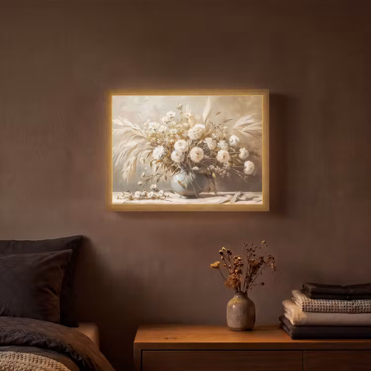 Lightbox - Wandlamp - Bloemen - Vaas - Stilleven - Beige — 3