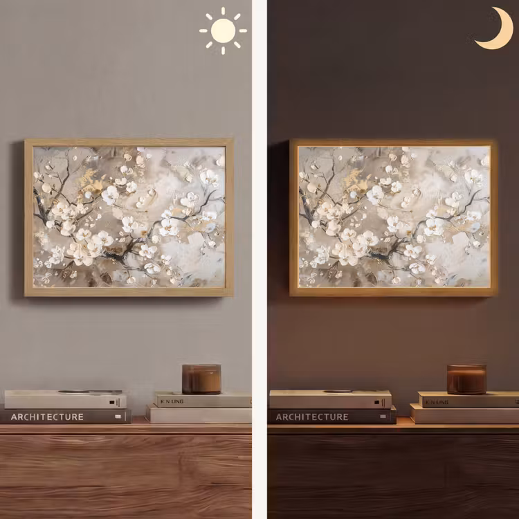 Lightbox - Wandlamp - Bloemen - Wit - Goud - Beige - Luxe — 6