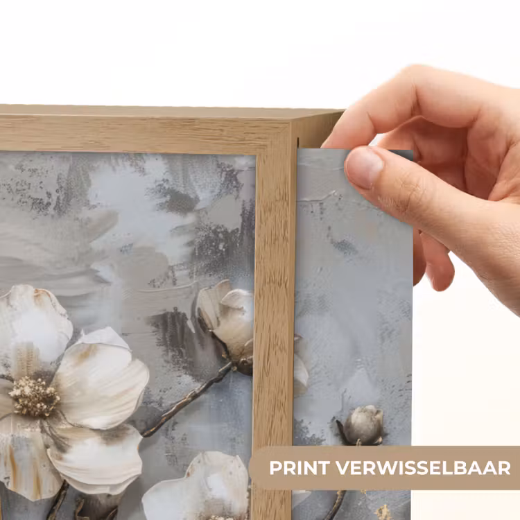 Lightbox - Wandlamp - Bloemen - Wit - Grijs - Goud - Luxe — 5