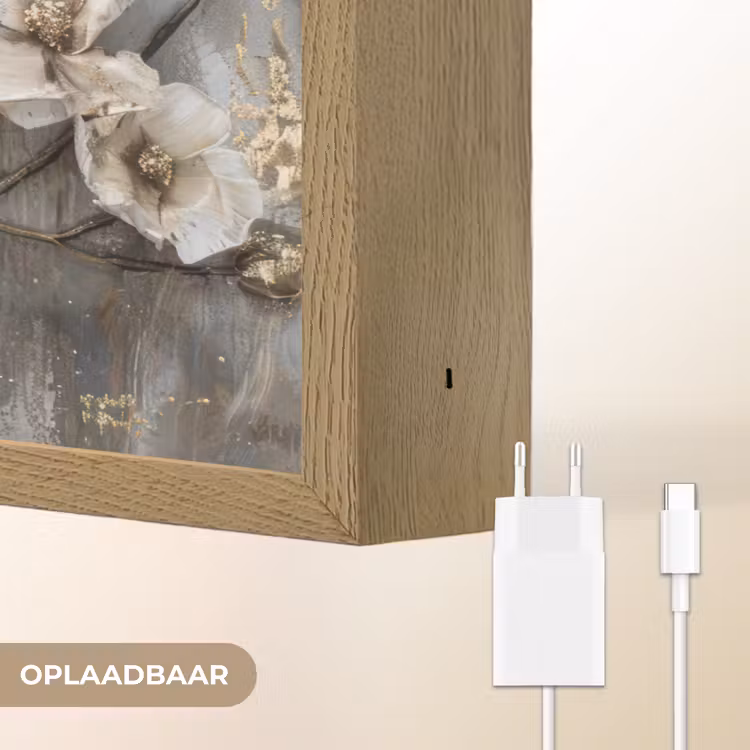 Lightbox - Wandlamp - Bloemen - Wit - Grijs - Goud - Luxe — 7
