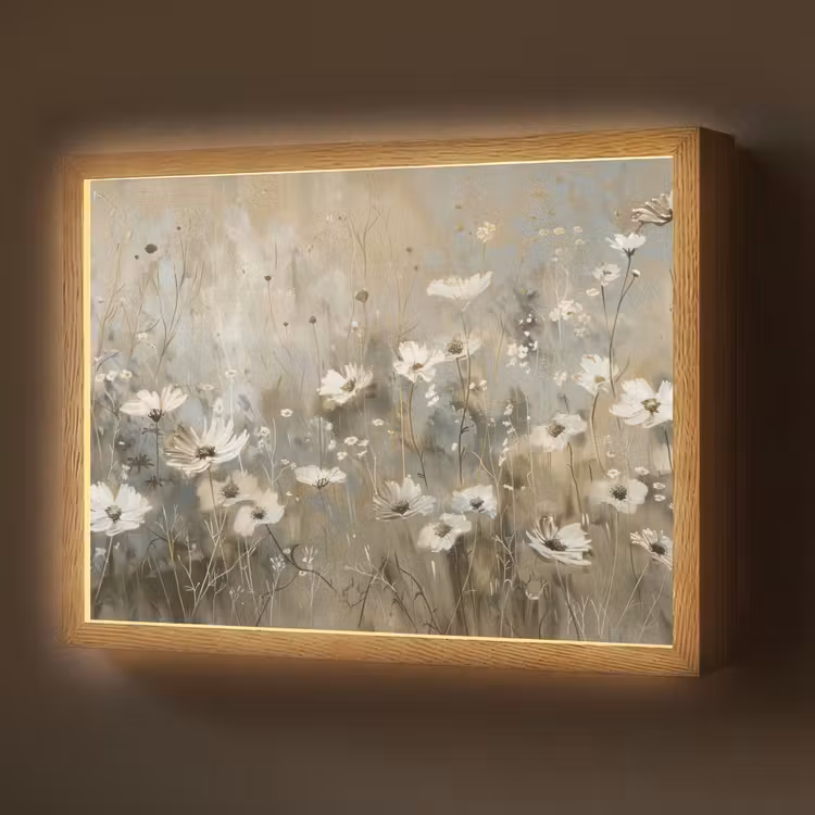 Lightbox - Wandlamp - Bloemen - Wit - Natuur - Grijs - Modern — 1