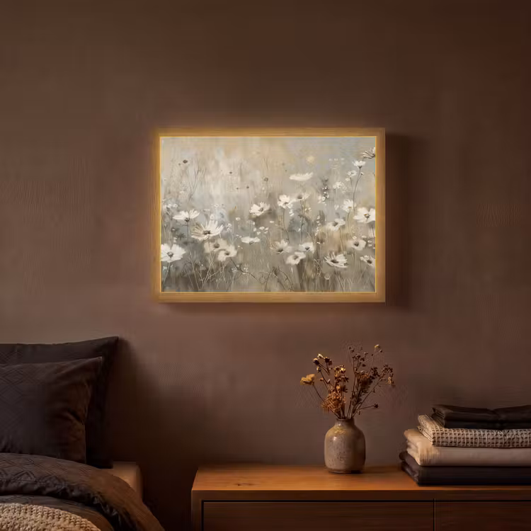 Lightbox - Wandlamp - Bloemen - Wit - Natuur - Grijs - Modern — 3