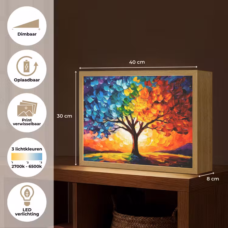 Lightbox - Wandlamp - Boom - Kunst - Natuur - Zonsondergang — 10