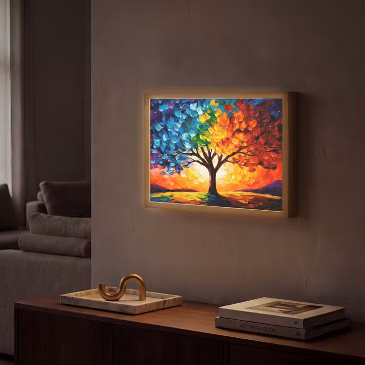Lightbox - Wandlamp - Boom - Kunst - Natuur - Zonsondergang — 2