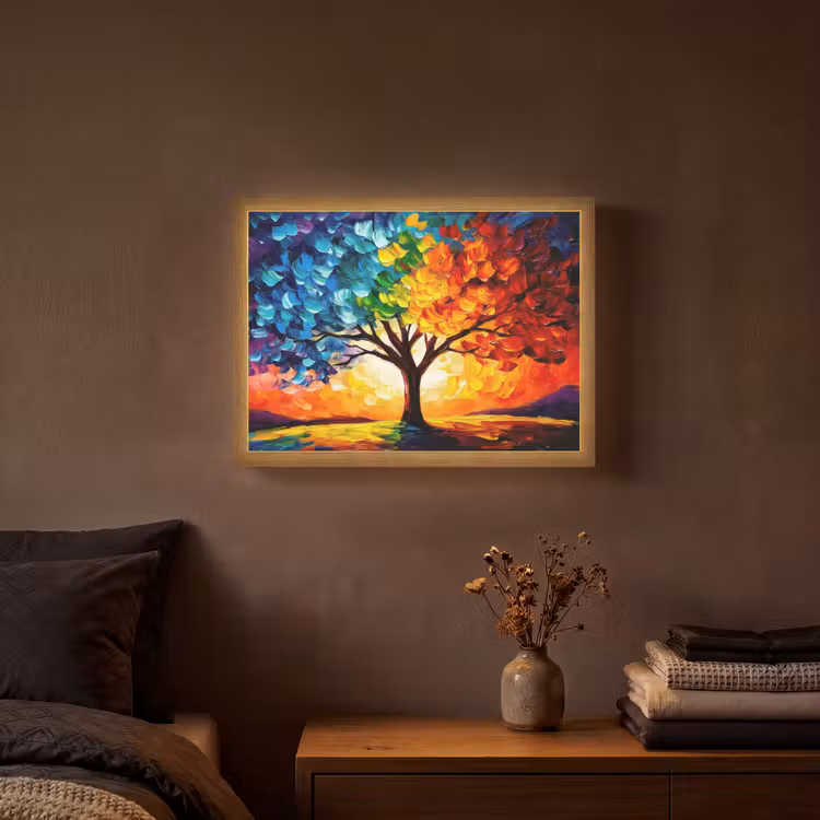 Lightbox - Wandlamp - Boom - Kunst - Natuur - Zonsondergang — 3