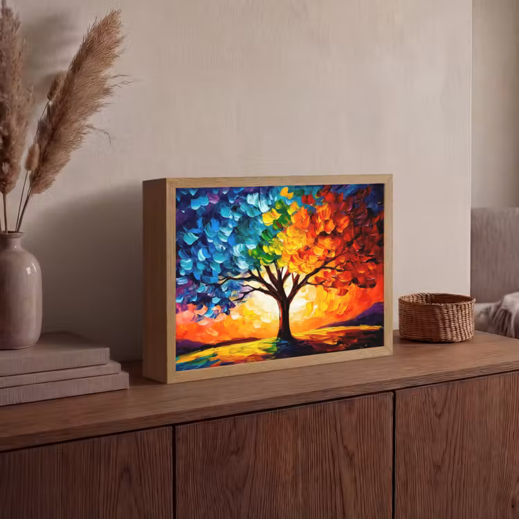 Lightbox - Wandlamp - Boom - Kunst - Natuur - Zonsondergang — 4