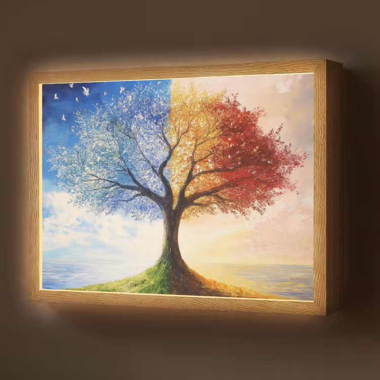 Lightbox - Wandlamp - Boom - Kunst - Seizoenen - Herfst — 1