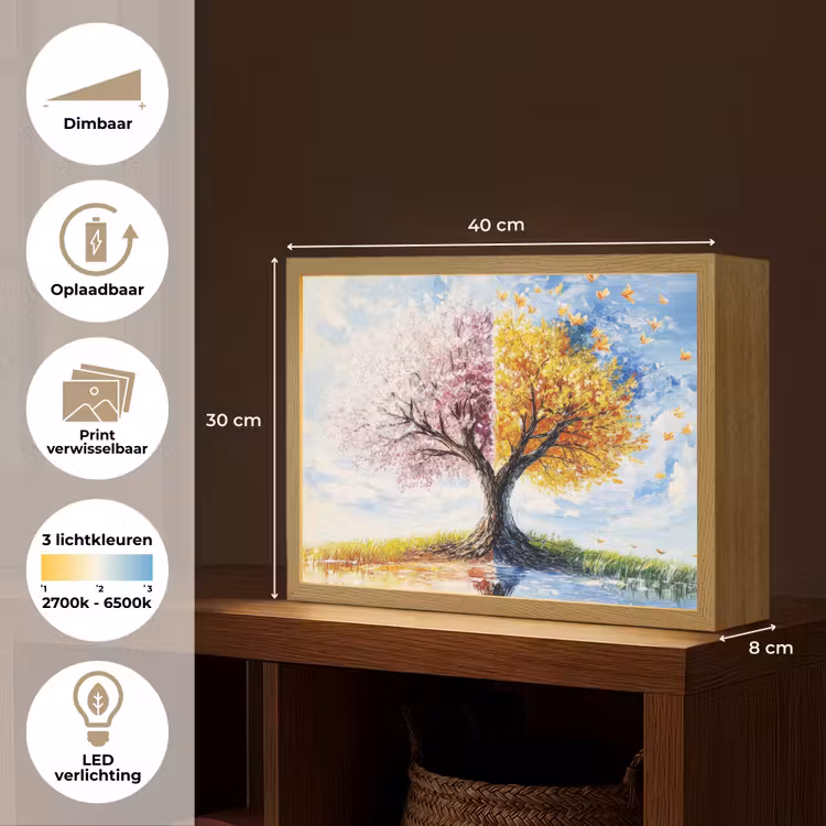Lightbox - Wandlamp - Boom - Kunst - Seizoenen - Lente - Herfst — 10