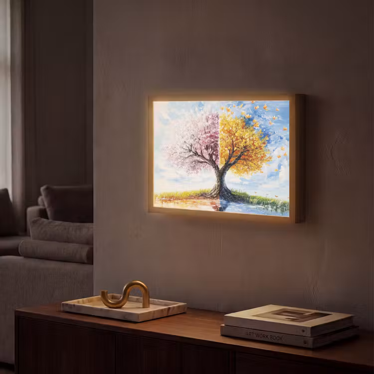 Lightbox - Wandlamp - Boom - Kunst - Seizoenen - Lente - Herfst — 2