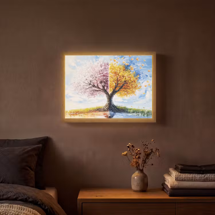 Lightbox - Wandlamp - Boom - Kunst - Seizoenen - Lente - Herfst — 3