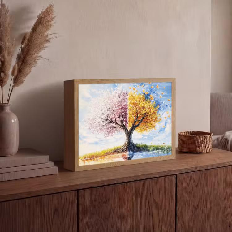 Lightbox - Wandlamp - Boom - Kunst - Seizoenen - Lente - Herfst — 4