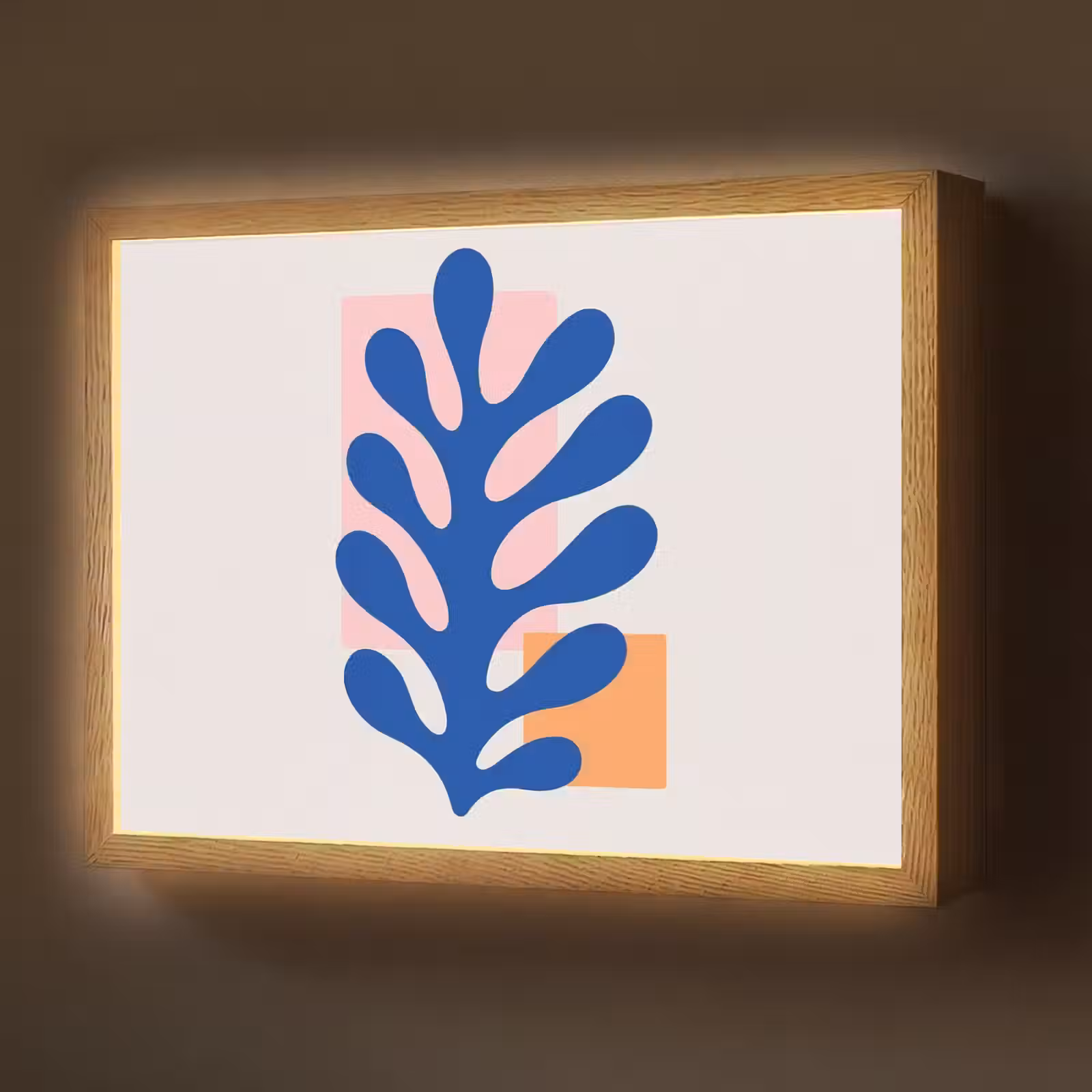 Lightbox - Wandlamp - Abstract - Blad - Blauw - Rechthoeken — 1
