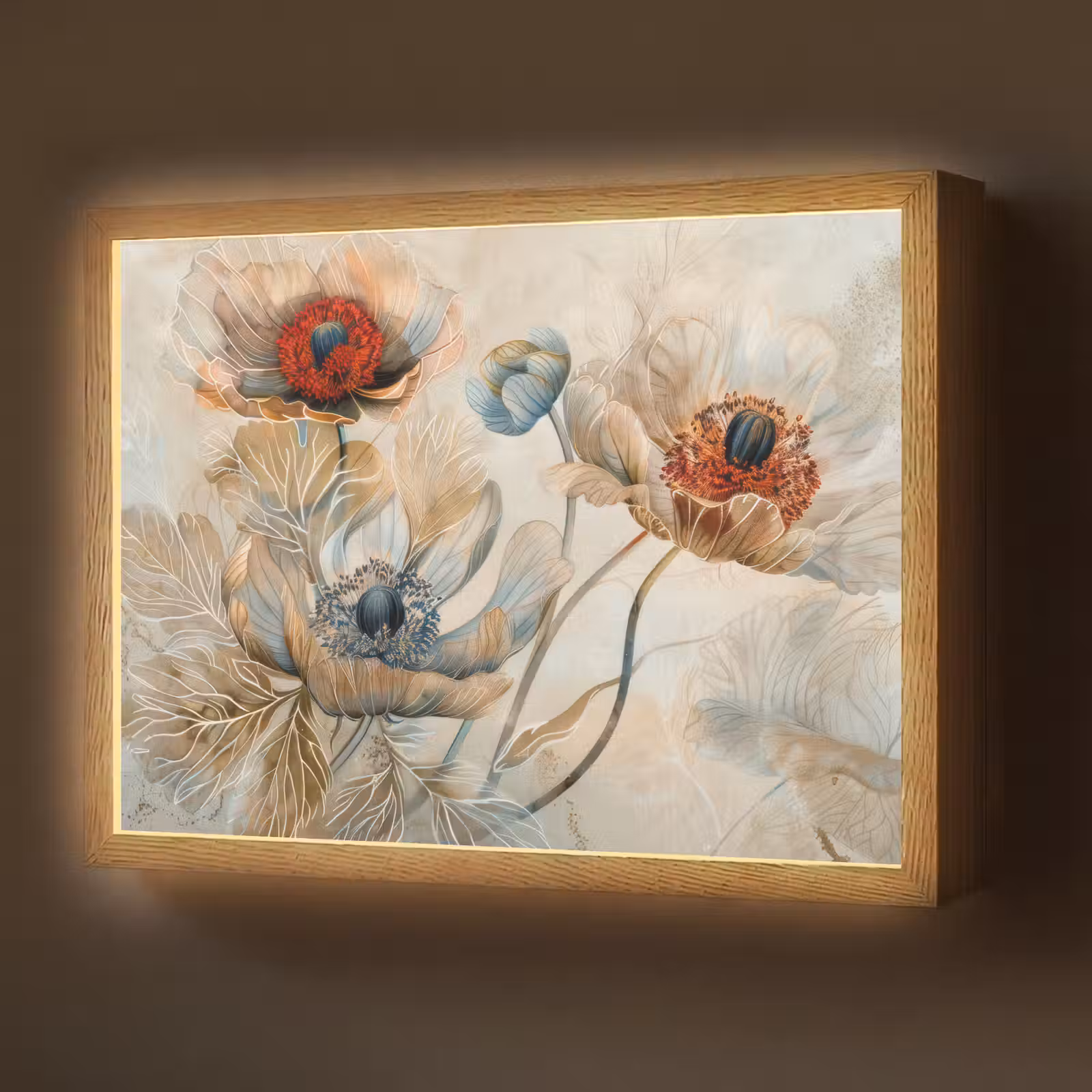 Lightbox - Wandlamp - Bloemen - Beige - Modern - Illustratie — 1