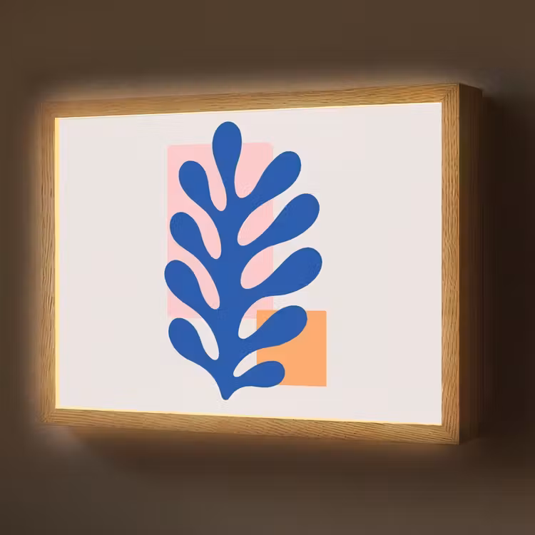 Lightbox - Wandlamp - Abstract - Blad - Blauw - Rechthoeken — 1