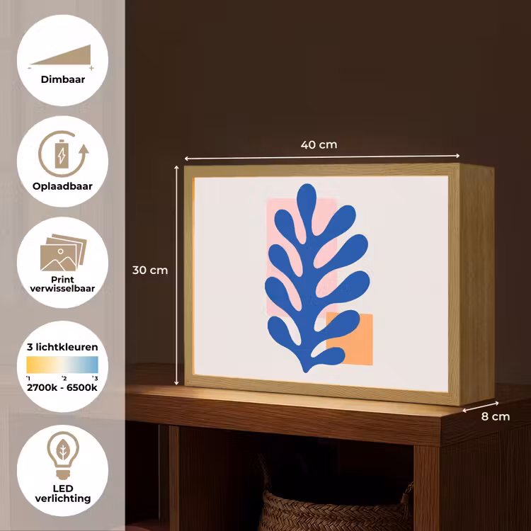 Lightbox - Wandlamp - Abstract - Blad - Blauw - Rechthoeken — 10