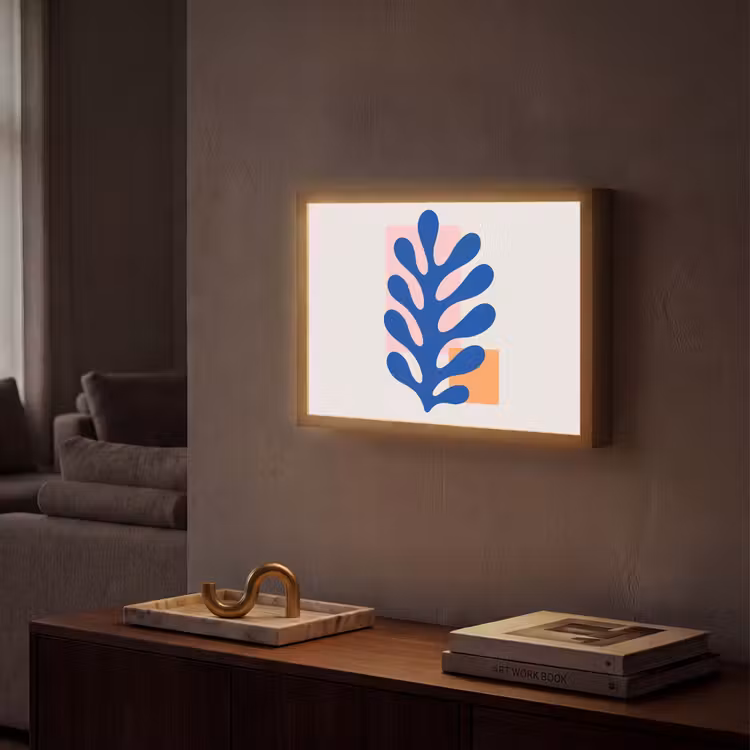 Lightbox - Wandlamp - Abstract - Blad - Blauw - Rechthoeken — 2
