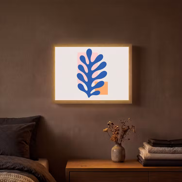Lightbox - Wandlamp - Abstract - Blad - Blauw - Rechthoeken — 3