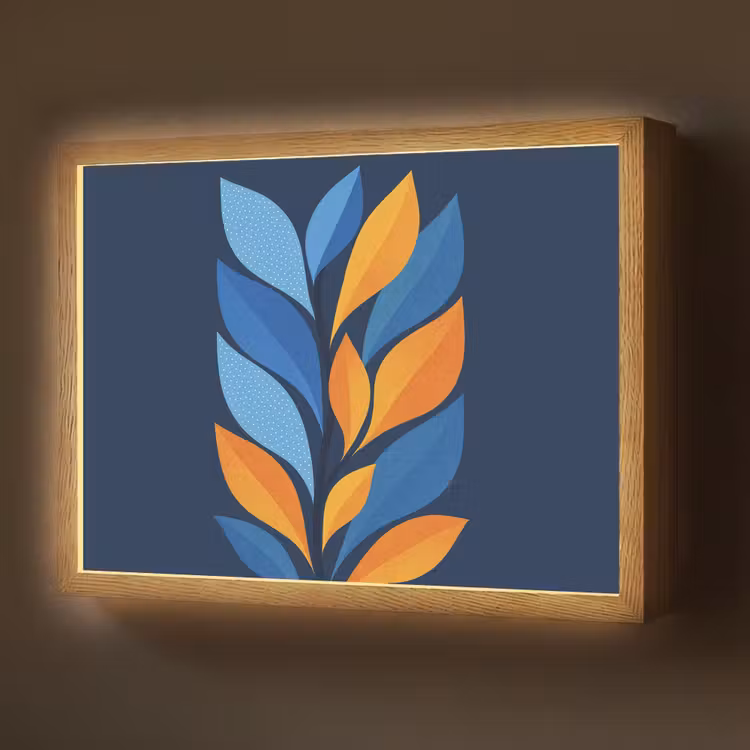 Lightbox - Wandlamp - Abstract - Bladeren - Blauw — 1
