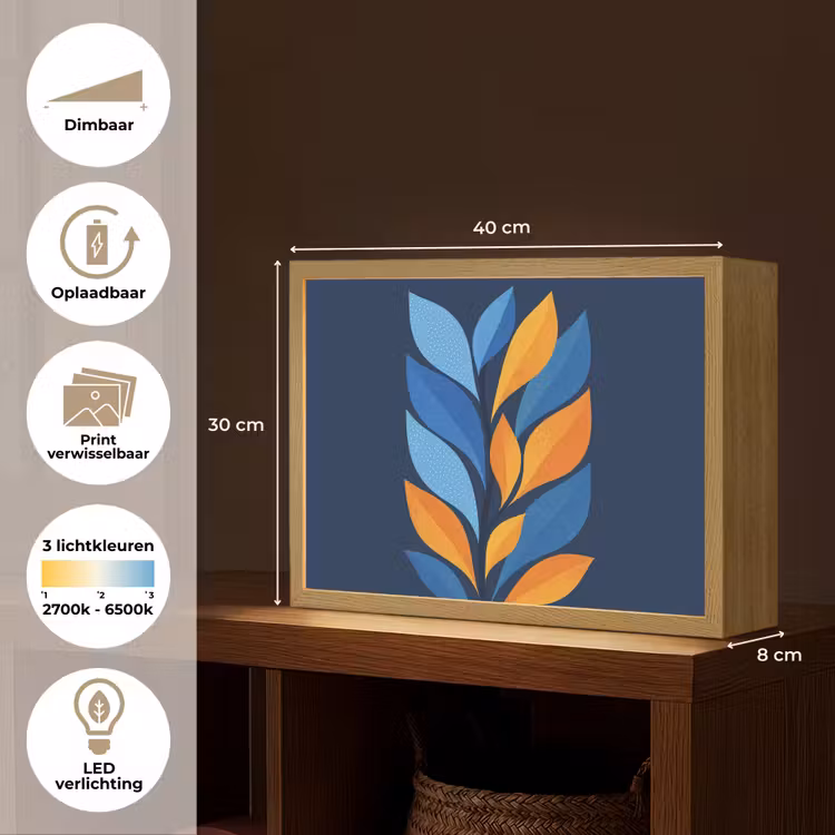 Lightbox - Wandlamp - Abstract - Bladeren - Blauw — 10