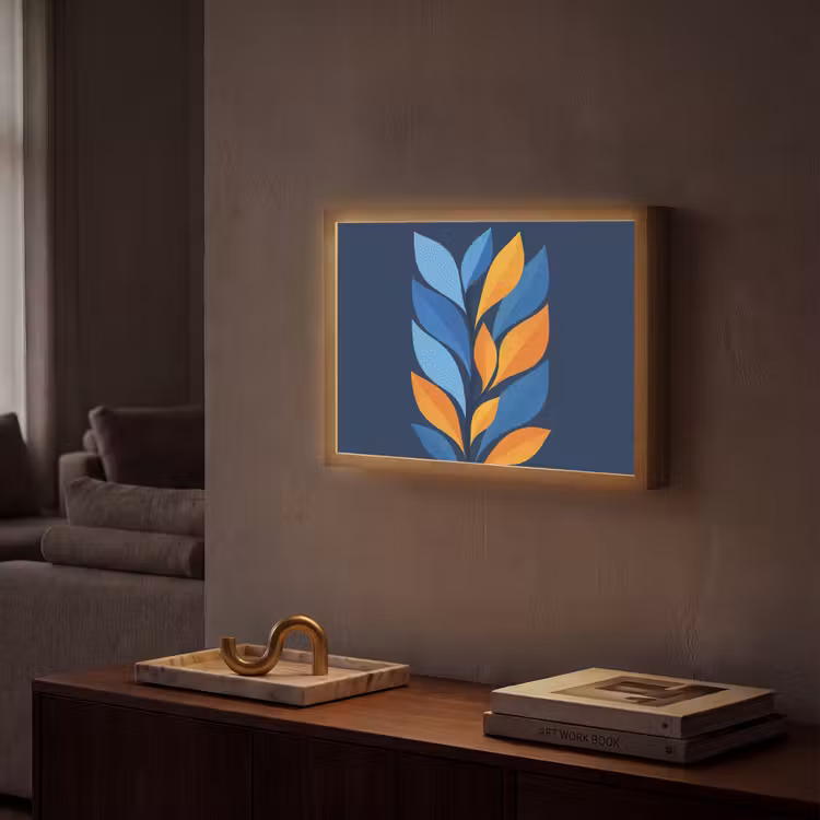 Lightbox - Wandlamp - Abstract - Bladeren - Blauw — 2