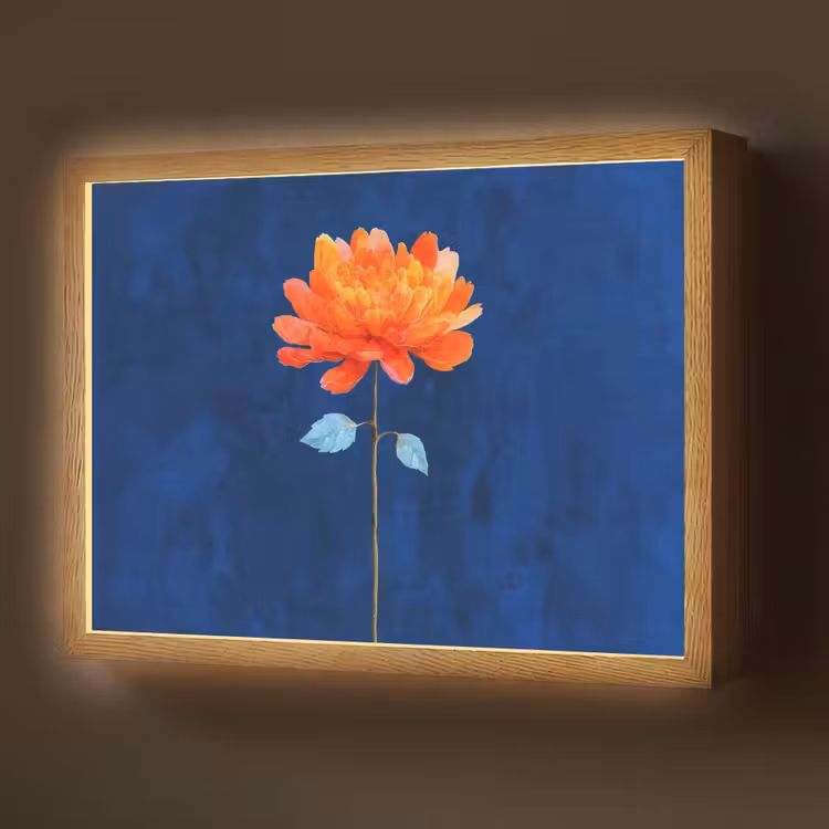 Lightbox - Wandlamp - Bloem - Oranje - Bladeren — 1