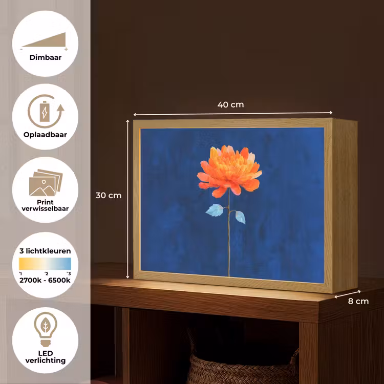 Lightbox - Wandlamp - Bloem - Oranje - Bladeren — 10