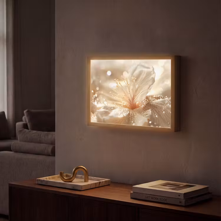 Lightbox - Wandlamp - Bloem - Wit - Glitter - Goud - Modern — 2