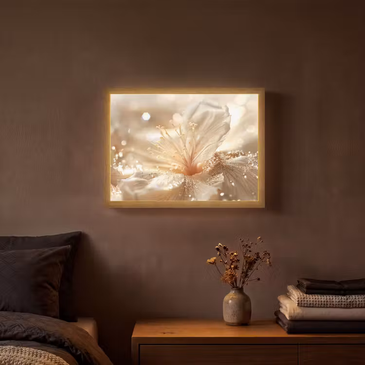 Lightbox - Wandlamp - Bloem - Wit - Glitter - Goud - Modern — 3
