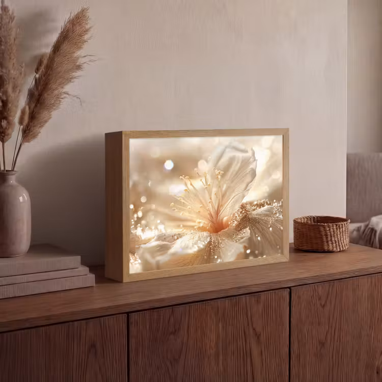 Lightbox - Wandlamp - Bloem - Wit - Glitter - Goud - Modern — 4