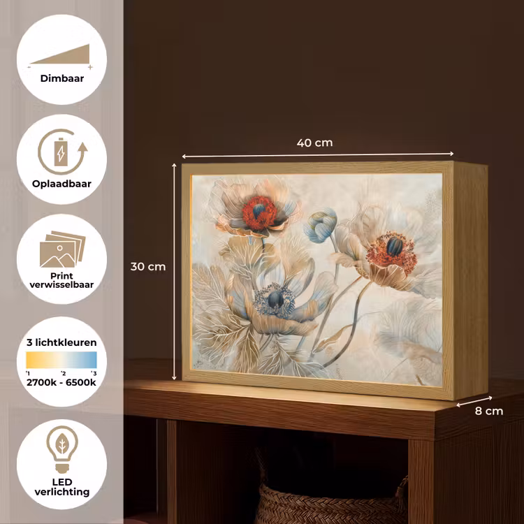 Lightbox - Wandlamp - Bloemen - Beige - Modern - Illustratie — 10