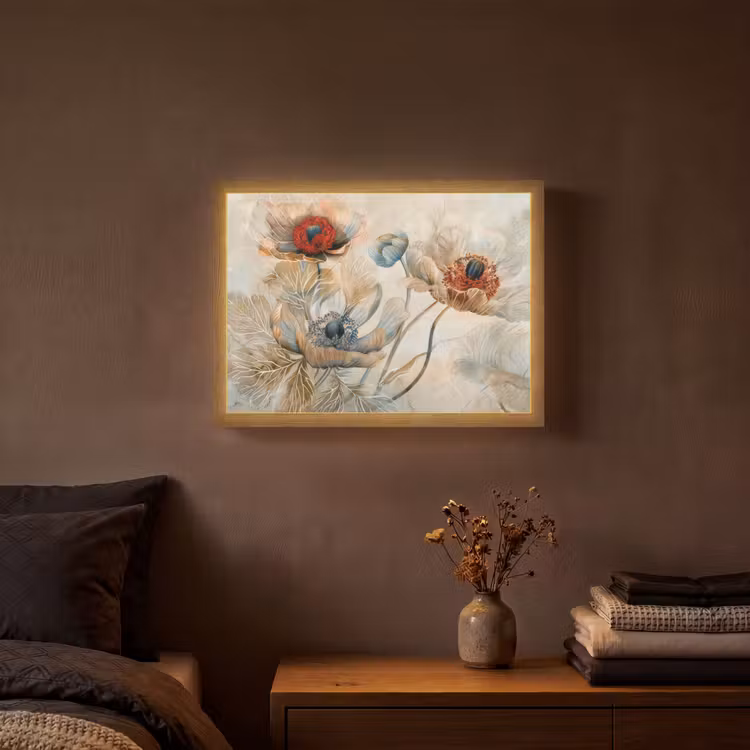 Lightbox - Wandlamp - Bloemen - Beige - Modern - Illustratie — 3