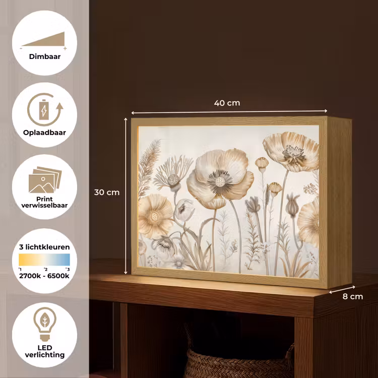 Lightbox - Wandlamp - Bloemen - Beige - Natuur - Illustratie — 10