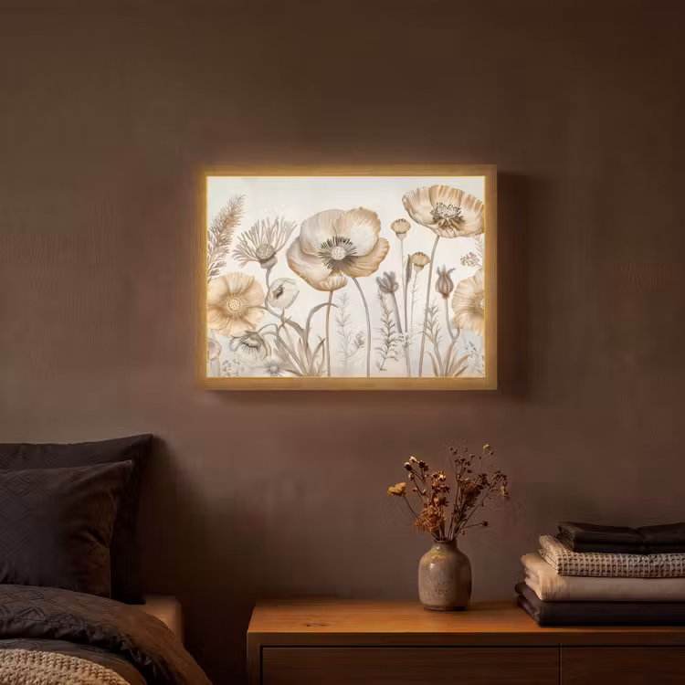 Lightbox - Wandlamp - Bloemen - Beige - Natuur - Illustratie — 3