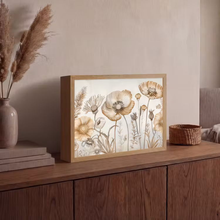 Lightbox - Wandlamp - Bloemen - Beige - Natuur - Illustratie — 4