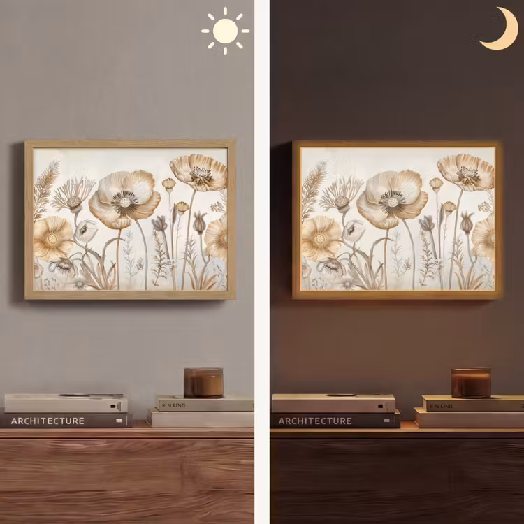 Lightbox - Wandlamp - Bloemen - Beige - Natuur - Illustratie — 6