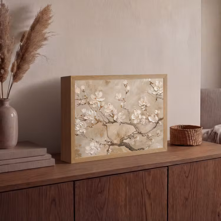Lightbox - Wandlamp - Bloemen - Modern - Beige - Wit - Bloesem — 4
