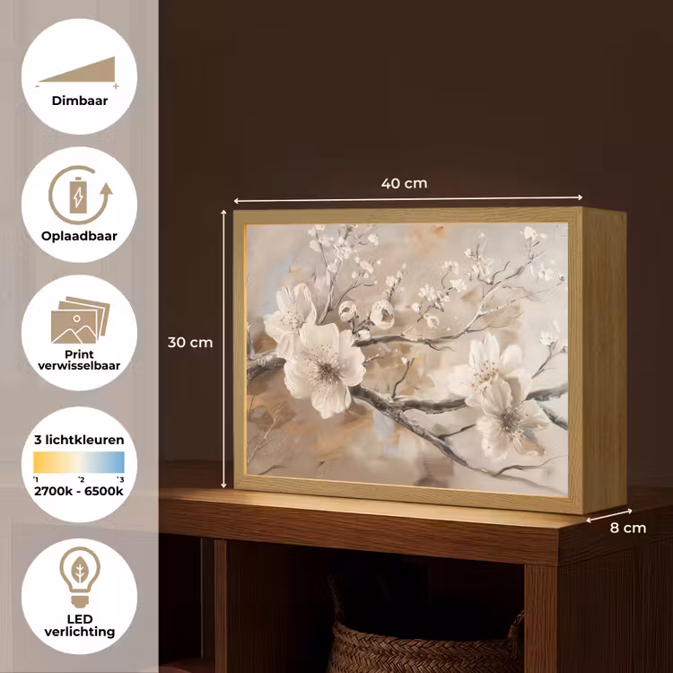 Lightbox - Wandlamp - Bloemen - Natuur - Wit - Bloesem - Abstract — 10