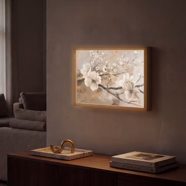 Lightbox - Wandlamp - Bloemen - Natuur - Wit - Bloesem - Abstract — 2