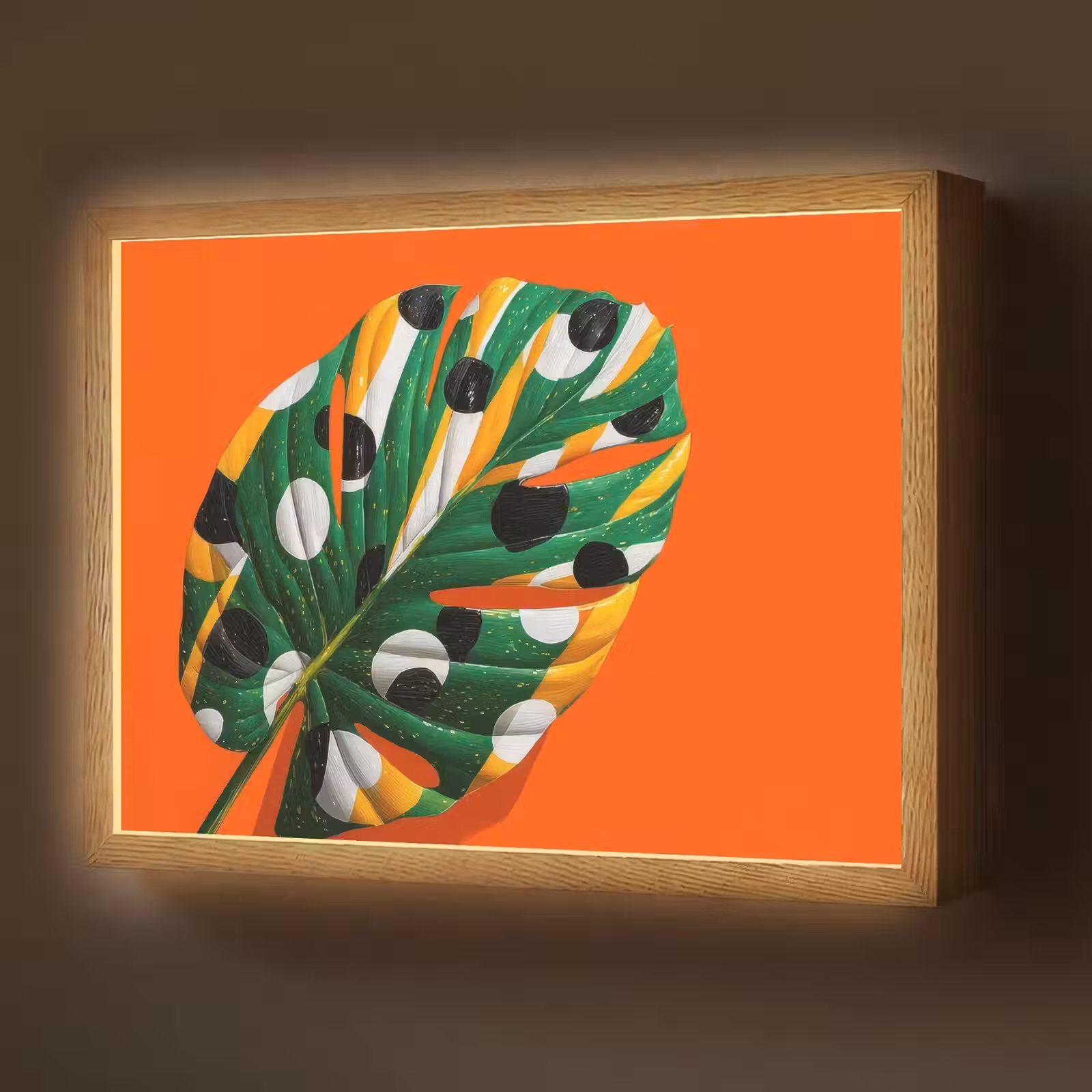 Lightbox - Wandlamp - Blad - Oranje - Stippen - Kleurrijk — 1
