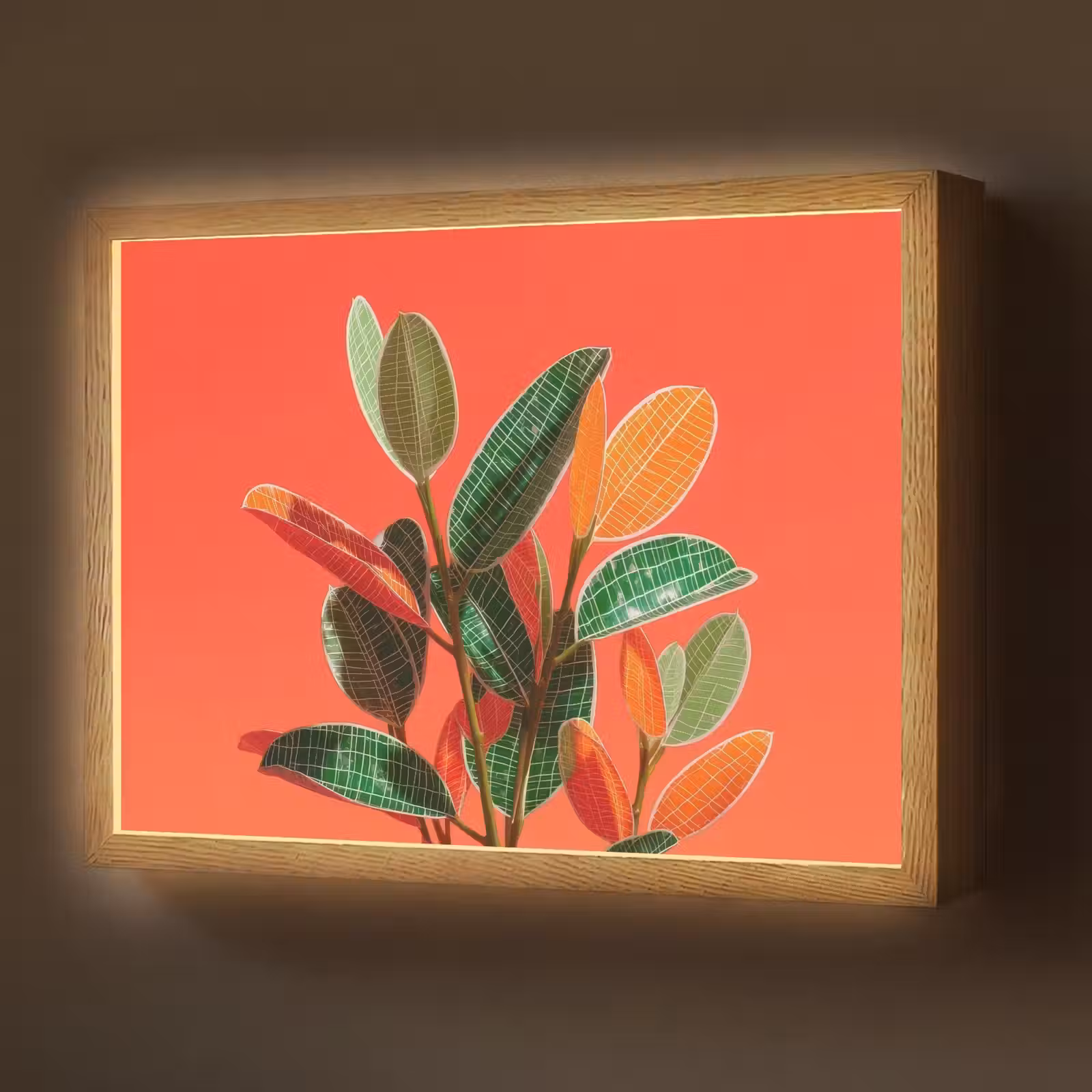 Lightbox - Wandlamp - Bladeren - Nerven - Oranje - Structuur — 1