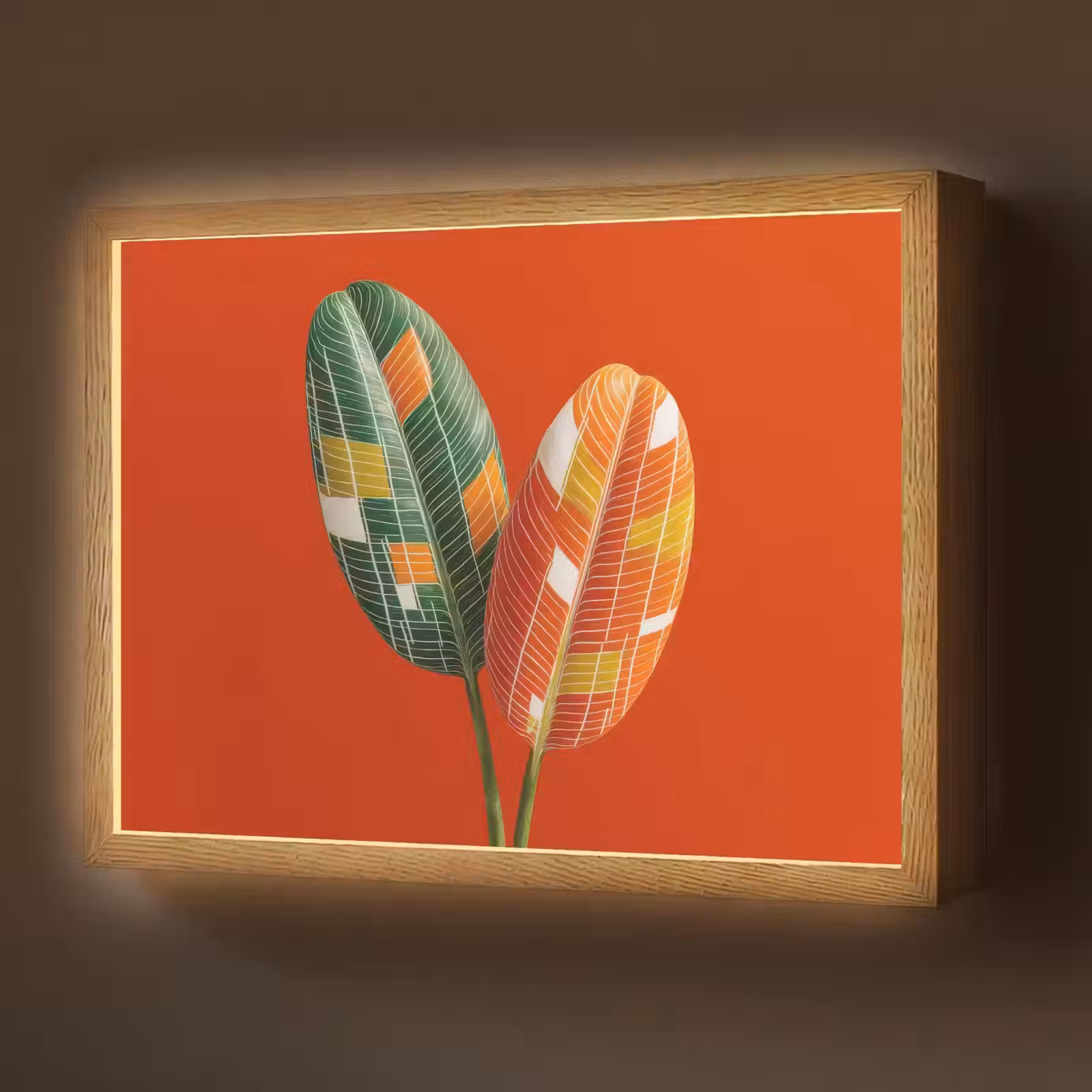 Lightbox - Wandlamp - Bladeren - Ovaal - Mozaïek - Patroon — 1