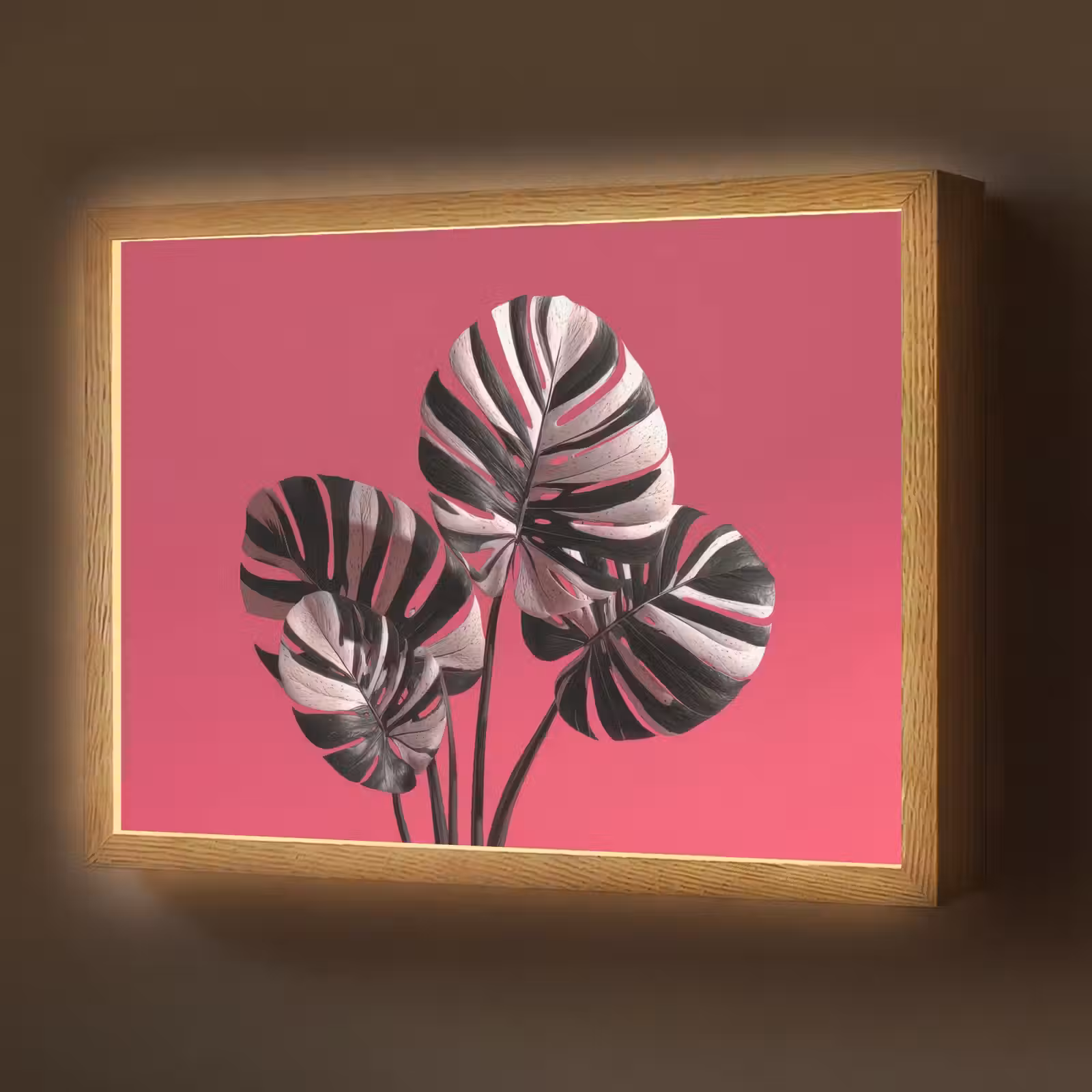 Lightbox - Wandlamp - Bladeren - Rond - Roze — 1