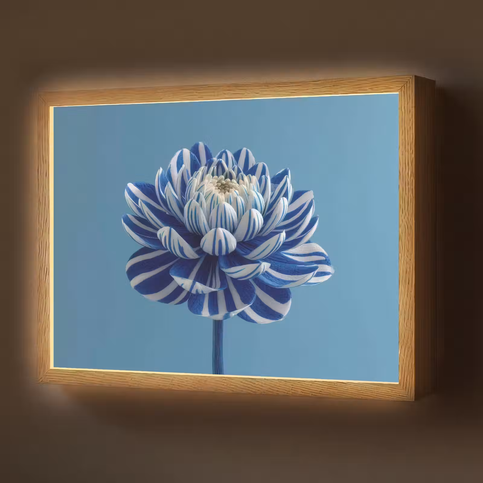 Lightbox - Wandlamp - Bloem - Blauw - Bloemblaadjes - Streepjes — 1