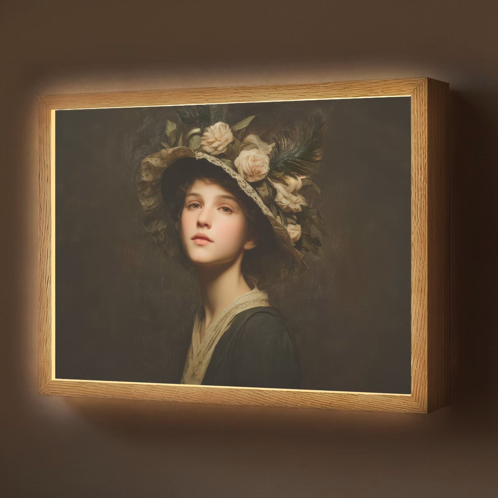 Lightbox - Wandlamp - Bloemenhoed - Portret - Vrouw — 1