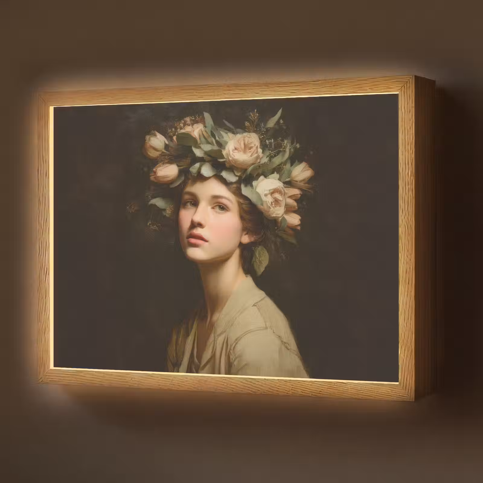 Lightbox - Wandlamp - Bloemenstilte - Vrouw - Portret — 1