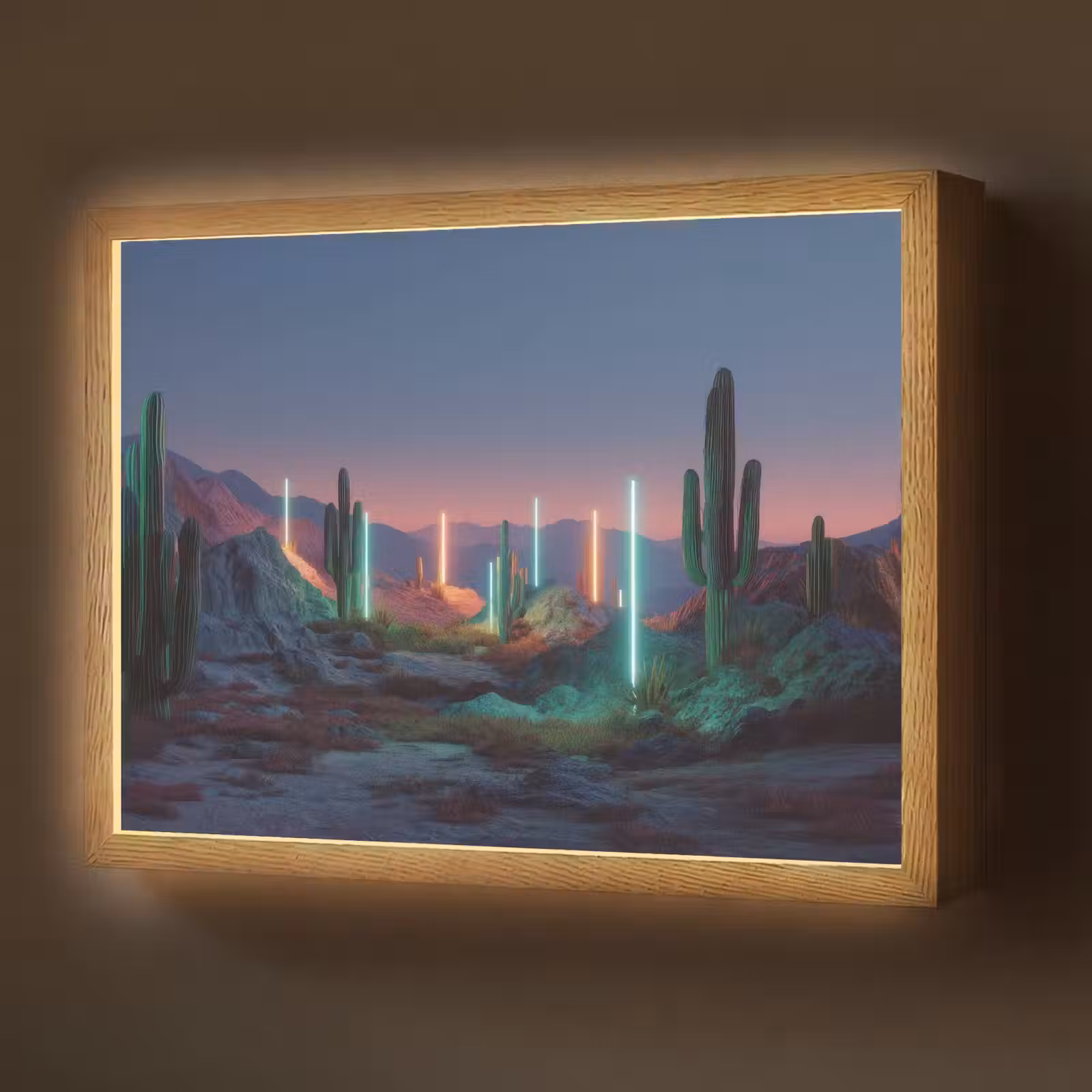 Lightbox - Wandlamp - Cactus - Lichtzuilen - Zonsondergang — 1